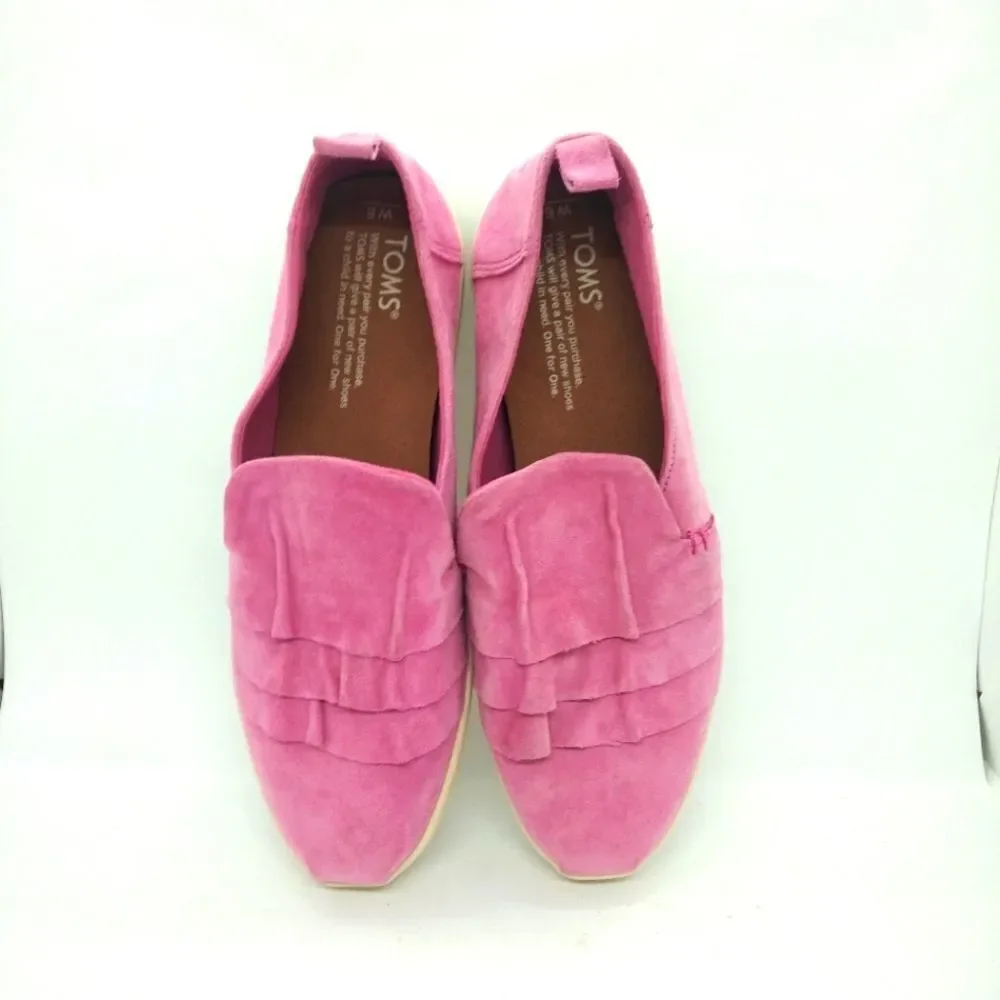 Toms Pink Suede Slip On Shoes Women's‎ Size 6
